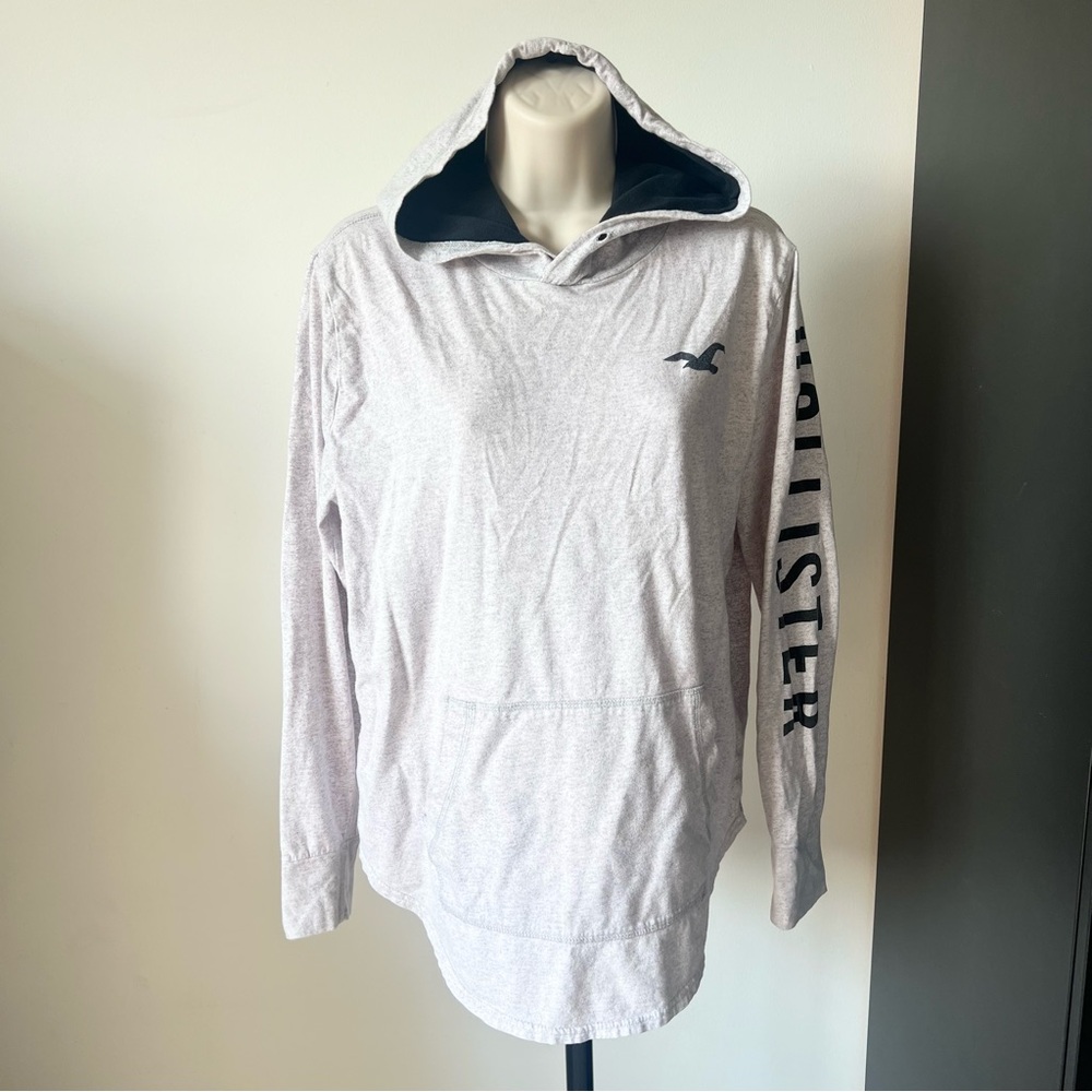 Hollister Lightweight Cotton Hoodie Long Sleeve‎ Hooded Pullover Gray Size M